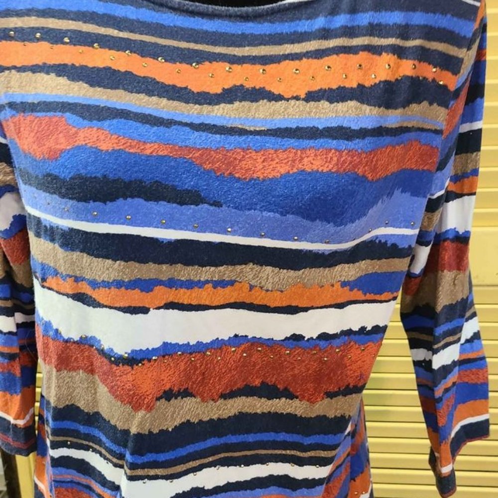 Ruby Rd Southwestern Print 3/4 Sleeve Tee Medium